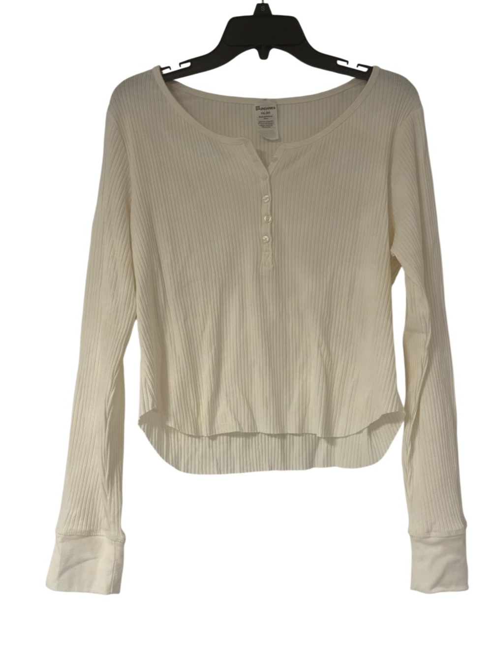 No Boundaries Cream Ribbed Henley Long Sleeve Top - Size XXL